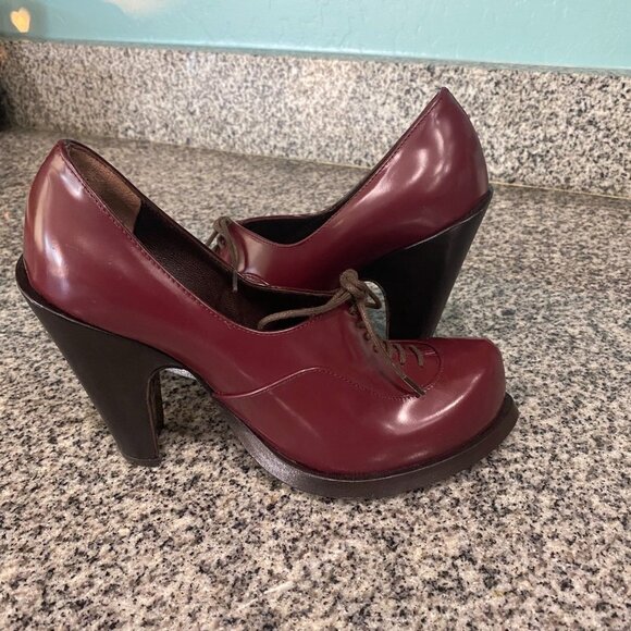 Shade Italy After Vero Cuoio Made In Italy Bordo Lace Up Heel Size 6 (36.5) - Picture 7 of 10